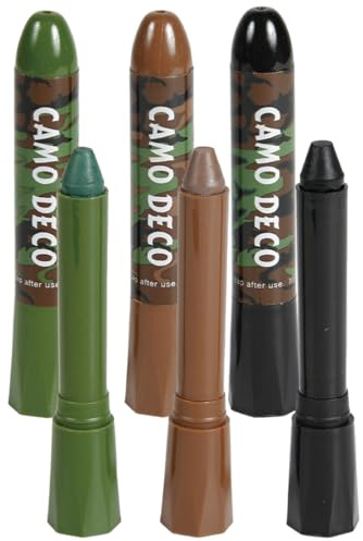 OIXYA 1 Pezzi Kit Trucco Mimetica Militare 3 Colori – Stick Camouflage per Viso (Nero, Marrone, Verde) – Pittura Viso Impermeabile per Halloween,Escursioni e Attività Outdoor