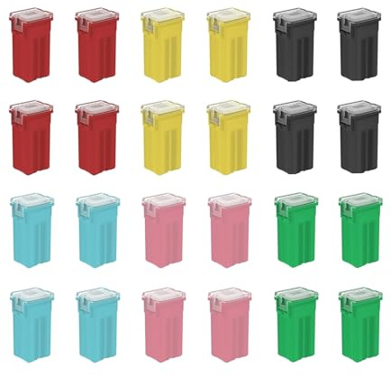 HUAZIZ 24 Stück Blocksicherung, 20A/30A/40A/50A/60A/80A, Mini Auto Sicherung, Tall Profile Box Shaped Mini Fuse Assortment Kit for Pickup Trucks, Cars and SUVs