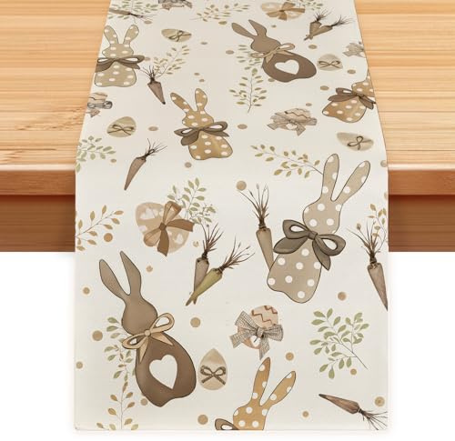 Ostern Tischläufer, Hase Ostern Tischläufer, Tischläufe Frühling, Osterdeko Tisch, 33x183cm, Ideal Für Frühlings Und Osterdekoration Zuhause Und Partys (A)