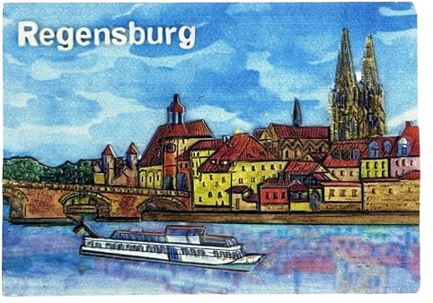 Souvenir Kühlschrankmagnet – Panorama Magnet mit Altstadt und Steinerner Brücke in 3D – Klassisches Reiseandenken & Geschenkidee – Regensburg