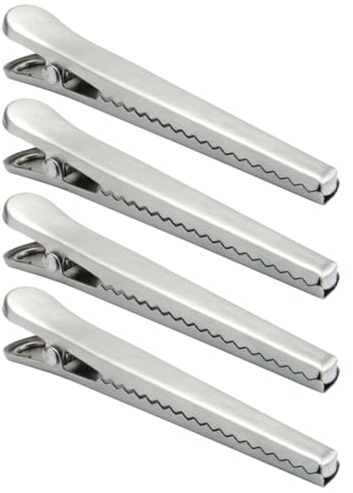 GALPADA Lot de 4 Clips de Fermeture en Acier Inoxydable Grosse Taille pour Sachets Alimentaires, Pince D’étanchéité Solide pour Emballage Alimentaire et Conservation des Aliments, Usage