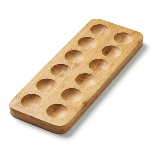 Huevera de Madera de Bambú Premium (12 Huevos) – Bandeja Organizadora