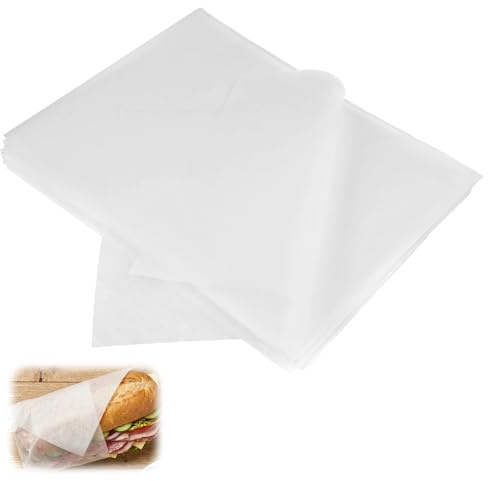 500 Pièces Papier Emballage Alimentaire, 15 X 20 cm Papier Cuisson Pizza | Anti-Graisse Blanc Feuilles de Cuisson, Prédécoupé Antiadhésif Steak Haché pour Fromage, Pâtisserie, Pain, Gril, Air Fryer