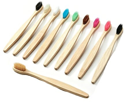 Set med mjuk bambu tandborste 10 st färgade manuella tandborstar med kraftpapperslåda tandborste extra mjuk tandborste känsligt tandvård daglig naturlig vuxen