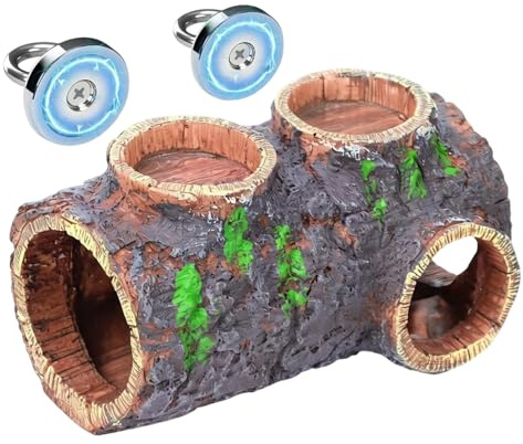 Mekalero Resins Reptiler gömställe grotta gömma med vatten och matare tråg hålrum träd