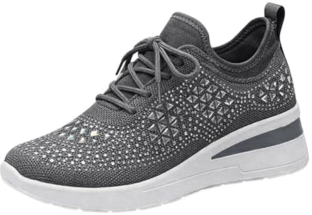 Generiska skor, sommar, damer, vita slip-skor, sommarskor med kilklack, damer, fritidsskor, strass, glitter, sneakers, fashionabla promenadskor, halvskor, nät, ventilerande snörskor
