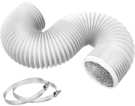 Manguera Flexible Evacuación Aire Acondicionado 3 m 4 Pulgadas Aislante – Tubo PVC Aluminio Extensión Para Climatizador Portátil Con 2 Bridas – Anti-Condensación Doble Para Aire Secadora Ventilación