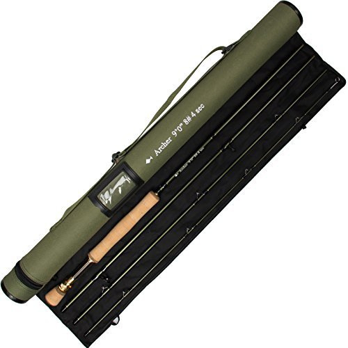 AnglerDream Fly Fishing Rod 4 Section 3/4 / 5 / 8WT Fast Action Dark Green Fly Rod Graphite IM 10 / 36T Carbon Fiber CNC Machined Golden Aluminum Reel Seat with Cordura Cloth Tube