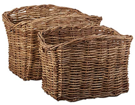 Relaxdays Corbeille tressée set de 2 paniers, Osier, Marron, 47 x 59 x 41 cm
