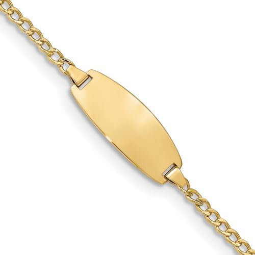 14 Karat ovales ID-Armband, halbmassives Panzer-Armband aus Gelbgold, Weißgold, verschiedene Längen erhältlich: 18, 20, 14, 15 und 10,8 mm, 11,5 mm, 8,5 mm, 8 mm