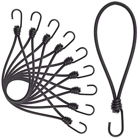 10 Stück Expanderhaken 25 x 0,6 cm schwarz Abspann-Gummis mit Haken für Anhänger-Planen, Netze uvm.