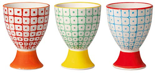 Bloomingville Eierbecher Carla Retro Ø 5 x H 7 cm, rot blau grün, Keramik, 3er Set