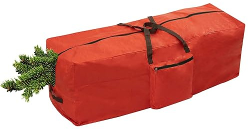 ADEPTNA Heavy duty Christmas Tree Storage Bag - Suitable Xmas Tree Up to 7ft -Double Stitched Zip Carry Handles (RED)
