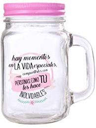 DISOK - Jarra Cristal con Caña Frases MOMENTOS ESPECIALES ROSA. Jarras, Tazas para Detalles, regalos y recuerdos de Bodas, Bautizos, Comuniones y Cumpleaños (12)
