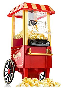 JHNEA Carnival Popcorn Maker, Nostalgia Popcorn Maker Machine, Movie Night Hot Air Popcorn Maker, Vintage Popcorn Maker Machine, Home Made Healthy Popcorn Maker,Red