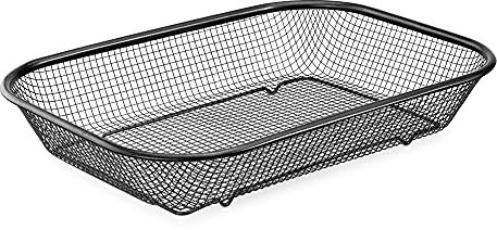 Navaris Grillkorb Gitter für Backofen - 37x27,50x7 cm Grill Korb aus Edelstahl - Schale für Pommes Gemüse Chicken Nuggets - Antihaftbeschichtung