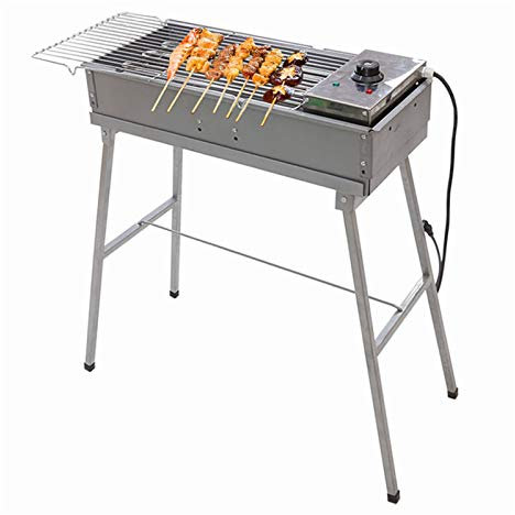 Barbecue Portable Barbecue électrique et charbon de charbon de bois Grill de zinc alliage barbecue barbecue intérieur et extérieur gril de charbon sans fumée avec des jambes fortes, 2800W, 24.4 × 10,
