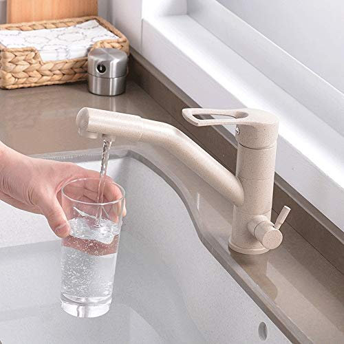 Moderne Küchenarmatur, 3-Wege-Küchenarmatur mit Filter-Wasserweg, Doppelgriff, Trinkwasserhähne, 3-Wege, Edelstahl, Küchenmischbatterie, 3-Wege-Nano-Farbe