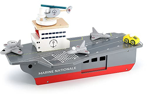 Porte-Avions Marine Nationale et Accessoires en Bois Enfant Dès 3 Ans