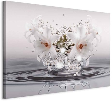 artgeist Acoustic Canvas Wall Art Print Flowers 35x24 in - 1pcs Picture with Acoustic Foam Sound Print Artwork Room Acoustics Soundproofing - Lilien Zen Spa Water Nature b-C-0932-b-a