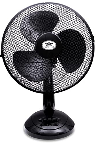 Prem-i-air Portable Electric Powerful Oscillating Cooling Desk Fan with 3 Airflow Speed Settings, Adjustable Tilt and Quiet Operation For Use in Homes and Offices Black 12 Inch