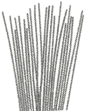 INNSPIRO Pfeifenreiniger Chenille, Metall, Silber, 3 mm x 30 cm, 40 Stück, ideal für Bastelarbeiten mit Kindern, Dekorationen und kreative Aktivitäten