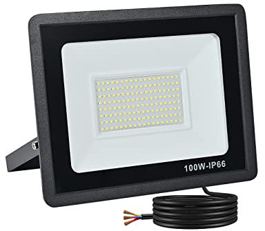 treoir LED Strahler Außen 100W, LED Fluter 10000LM Superhell LED Scheiwerfer Flutlicht, 6000K Kaltweiß IP66 Wasserfest LED Außenstrahler für Hinterhof, Auffahrt, Garage, Flur, Garten