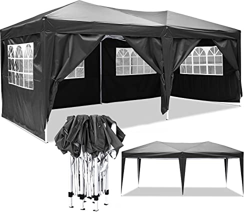 COBIZI Gazebo pieghevole 3 x 6 cm, impermeabile, resistente all'inverno, pop-up, pieghevole, 3 x 6 cm, con 6 bordi laterali, 3 altezze regolabili, protezione UV, per feste, mercato, eventi all'aperto