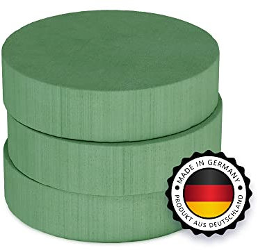 Pasta per fiori – TELLER – Torta in schiuma ad anello, 3 pezzi, 16 x 3,5 cm, mattoni per composizioni floreali – Spugna per fai da te per feste, matrimoni, regali – dalla Germania