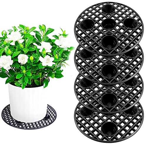 duozoanz Supporto Piante Vaso Tappetino Rete - Pad Drenaggio Griglia per Vasi Da Fiori Rotondi In Plastica Fioriera Giardino Bonsai Interno Protezione del Pavimento, Diametro:20cm, 4 Pezzi
