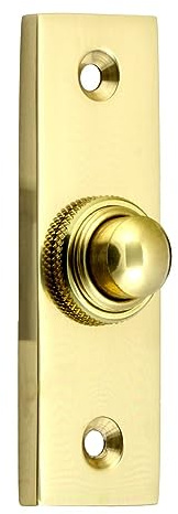 Victorian Rectangle Polished Brass Front Door Bell Push 78mm x 30mm