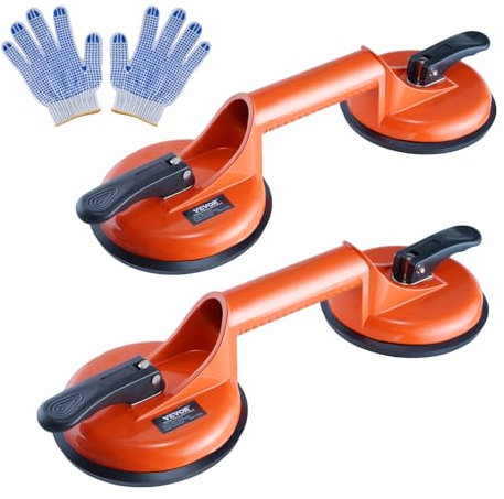 VEVOR Saugheber aus NBR Glasheber φ119mm Vakuumheber Belastbarkeit 85-150kg Glassauger Betriebstemperatur -20-60℃ Plattenheber Vakuum Saugnapf mit ergonomischem Alu-Griff