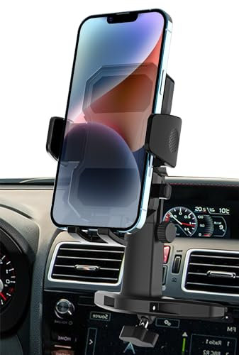 woleyi CD Slot Phone Holder for Car, Car Phone Holder CD Player Mount [Height Adjustable] with One Button Release Clamp for iPhone 15 Pro Max Plus 14 13, Samsung, Huawei, All 4-7 Smartphones