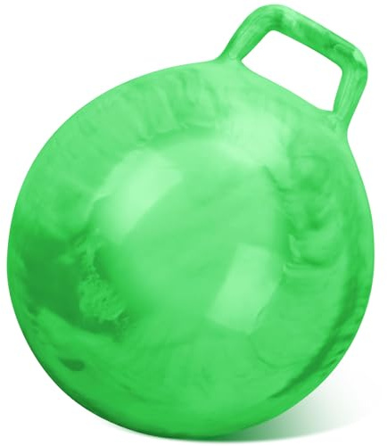 Gemscream Kids Bouncy Hopper Ball with Handle Jumping Hopping Exercise Balls for Toddlers Boys Girls Indoor Outdoors Sports School Games Exercise Gifts(18 Inch,Marbled Green)