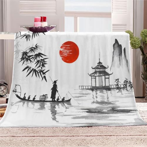 Japan Kirschblüten Kuscheldecke Flauschig 100x130cm Landschaft Kinderdecke Babydecke Fleece Flanell Wohndecke Weiche Warme Flauschig Sherpa Decke für Sofa Bett Couch Mädchen Jungen Winter Blanket