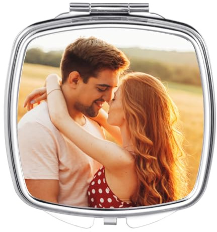 SPETYORT Personalisiert Taschenspiegel klappbar, Reise-Make-up-Spiegel, Schminkspiegel mit individueller Namensgravur, Geldbörsenspiegel, personalisierte Geschenke für Frauen