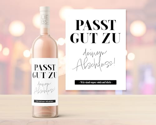 Flaschenetikett | Passt gut zu deinem Abschluss | Personalisiertes Abschlussgeschenk | Abschluss | Studium | Bachelor | Abitur | Weinetikett
