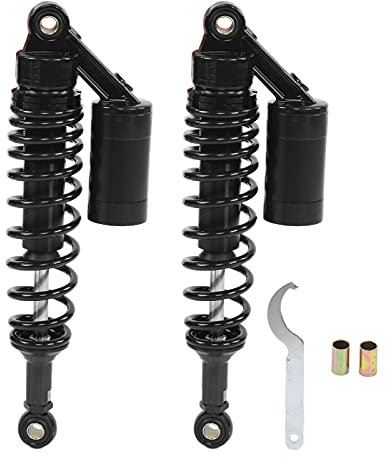 340 mm Paar Motorrad Stoßdämpfer, Universal Hinterradaufhängung, Schweres Motorrad Heckstoßdämpfer, Ersatz von Aluminium Dämpfer für ATV, SUV, Go Kart (BLACK)