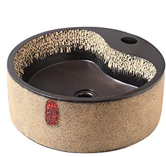 Lavandino Da Bagno Retrò, Lavandino In Resina Naturale Lavandino In Vaso Fatto A Mano Effetto Pietra Imitazione Rustico Per Mobile Lavabo,A,Bacino Singolo