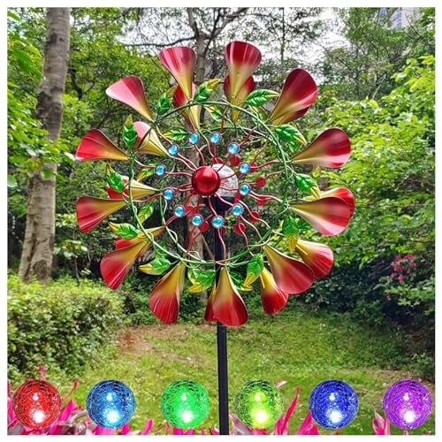 Solar Windrad Garten Groß 210 cm Windspiele FüR DraußEn Stehend 360° Grad Drehbar Wetterfestes Gartendeko