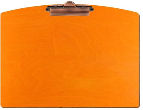Bütic Holz Klemmbrett Segmentform Orange für DIN A3 A4 A5 A6 aus 3 mm Birkensperrholz und mit widerstandsfähigem Klarlack versiegelt, Format:A4 quer, Klemme:Zahnklemme Kupfer