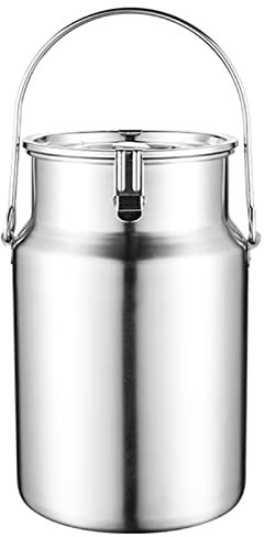 ZGYOZMNG Milchkanne, Milcheimer aus Edelstahl, Weineimer, Tragekrug mit versiegeltem Deckel für Lagerung und Transport (58 l) (35 l)