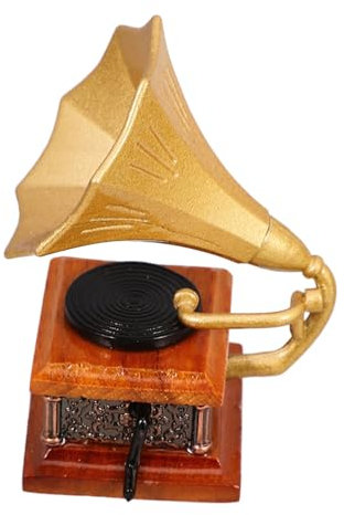WOONEKY Miniatur Phonograph Dekoration Für Puppenhaus Retro Mini Grammophon Modell Deko Zubehör Für Szenen Realistische Details Für Kreative Spielumgebungen Für Sammler Und