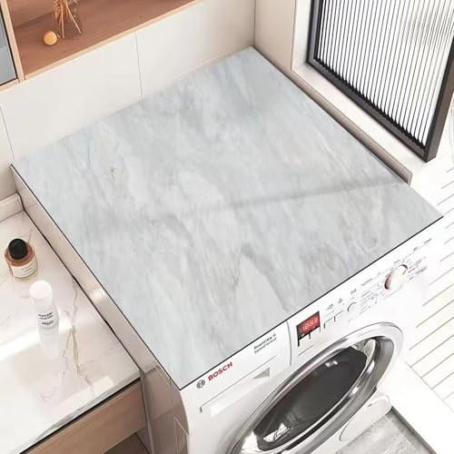 Highdi Marble Washer and Dryer Top Protector, Washer and Dryer Top Mat Absorbent Quick Dry Silicone Mat, Anti Slip Dust Proof Washing Machine Mat for Laundry Room and Home (Marble 3,65x90cm)