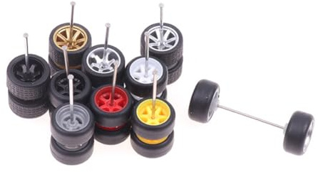 Comphic 10 Jeux de Roues Tout-Terrain 1/64/Pneus en Caoutchouc, Pneu Amovible de 18,3 mm pour Roue 1:64 Modèle de Camion RC Tout-Terrain SUV Couleur Aléatoire