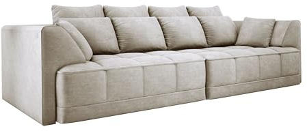 DomiMeble | Big Sofa Tiga XXL, Schlafsofa, Couch, Schlafcouch mit Schlaffunktion 302 cm Breit (Cloud 3)