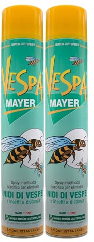Spray Insetticida VESPA, Specifico Per Eliminare Nidi Di Vespe e Insetti a Distanza, Ad Azione Istantanea 750ml (2 Spray)