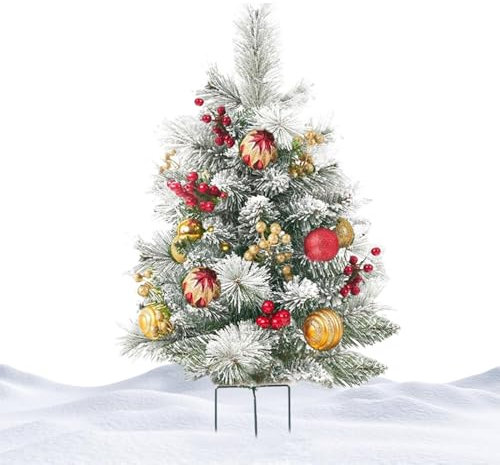 Albero di Natale artificiale, robusto albero di Natale con luci, decorazione stagionale per verande, forniture per le vacanze, adorabile albero finto con coni e palline di bacche per riunioni di