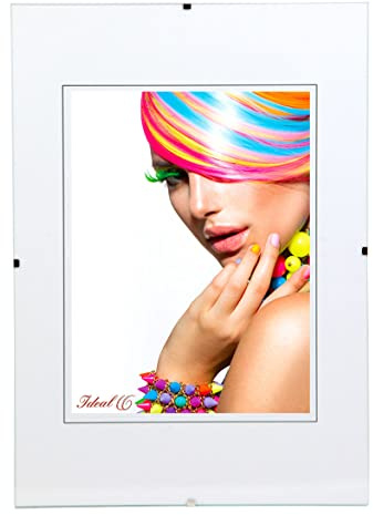IDEAL TREND Rahmenlos Bildhalter Klarglas Bilderrahmen Wanddeko Collage Poster Clip Rahmen: Format: 50x50