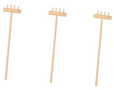 HAWILLOSCH 3pcs Mini Zen Garden Rake Sandbox Tools for Garden Ideas Childrens Play Sand Four Tine Design